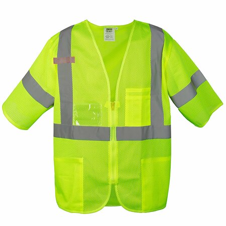 CORDOVA COR-BRITE Class 3 Vests, Lime Polyester Mesh Fabric, 2XL V30012XL